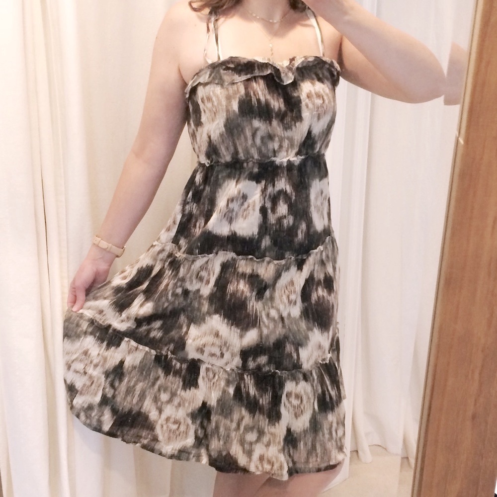 Brown floral midi dress